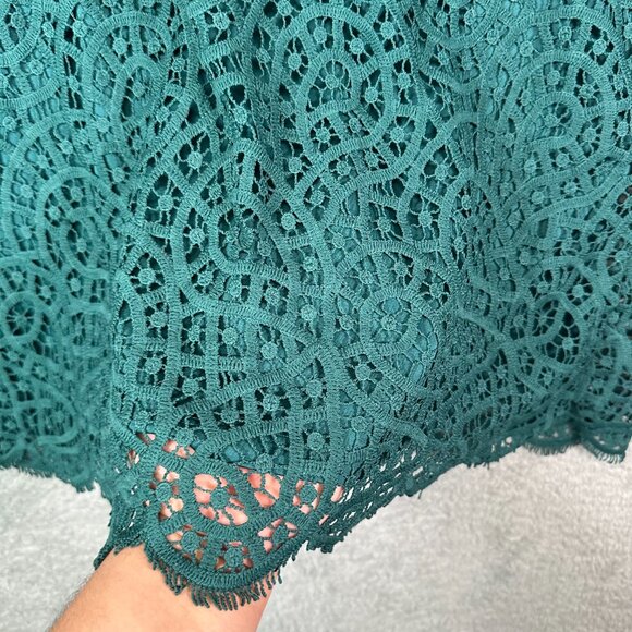 Philosophy Top Womens XXL‎ Green Lace Short Sleeve Scoop Neck Blouse - Picture 5 of 9